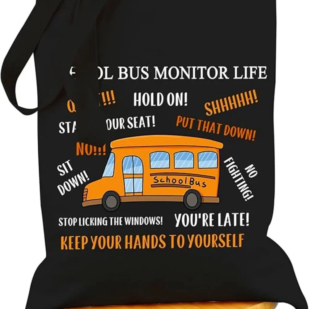 School Bus Monitor Tote Bag School Bus Driver Appreciation Gifts Grocery Bag